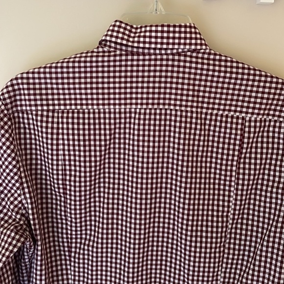 H&M Burgundy Maroon White Gingham Check Plaid Button Down Dress Shirt Men S - Picture 5 of 7